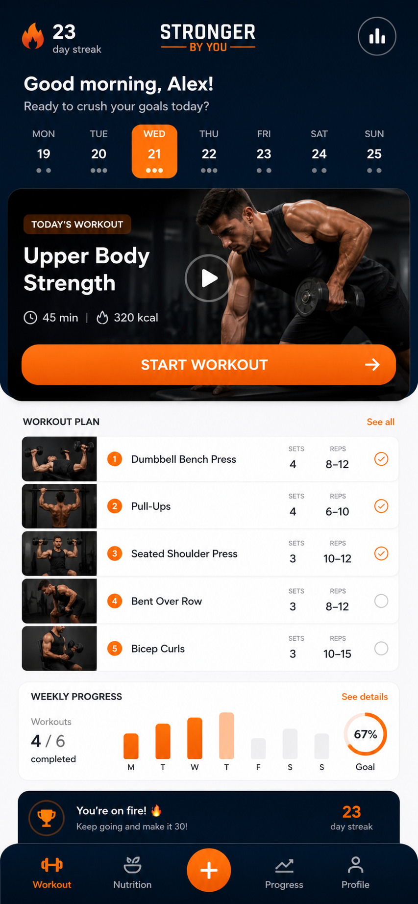 Creator Workout mobile app concept