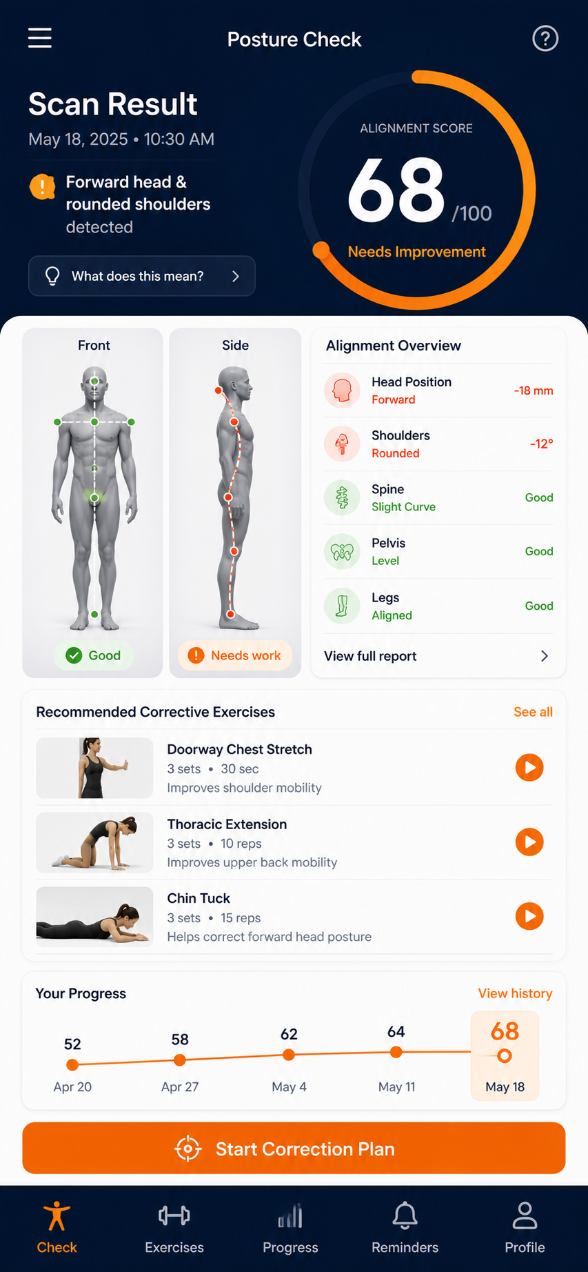 Posture Check mobile app concept